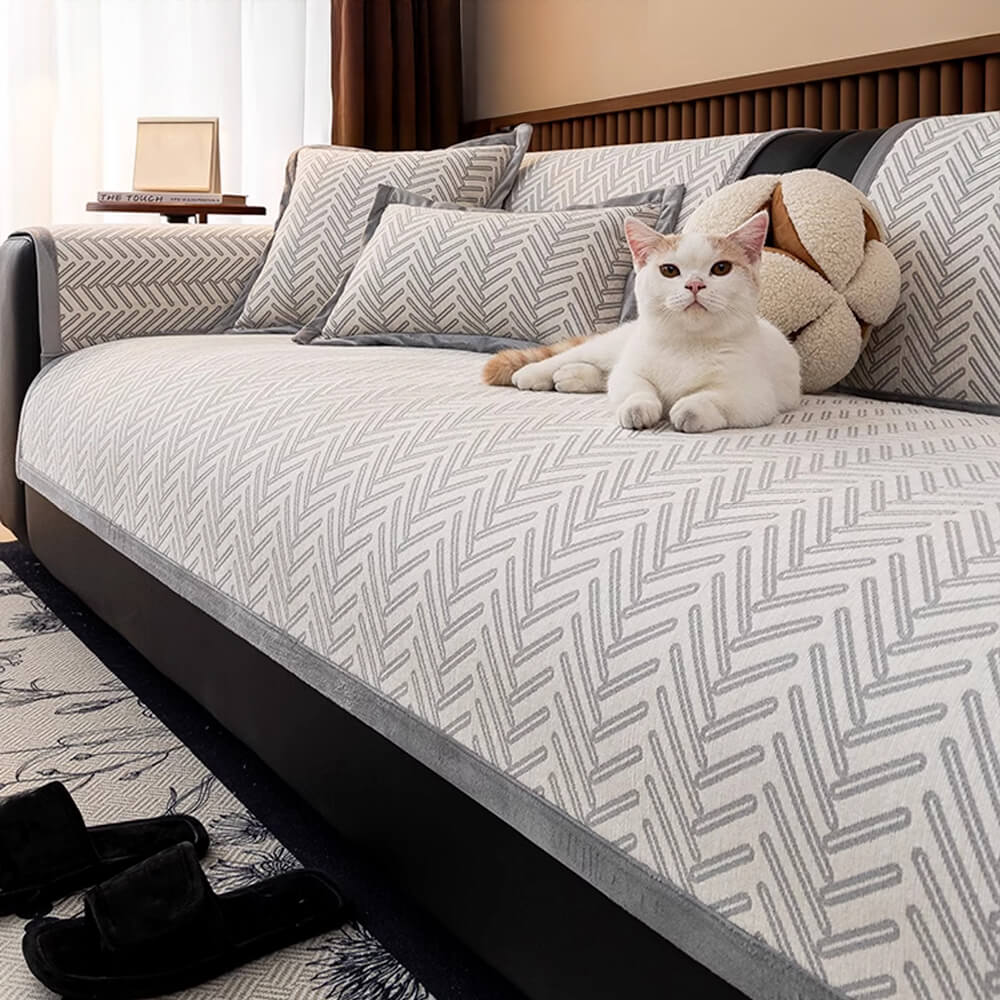 Modern Chic Herringbone Chenille Anti-scratch Non-Slip Couch Cover – Couch Cover (view… | Petix pet supplies for dogs and cats