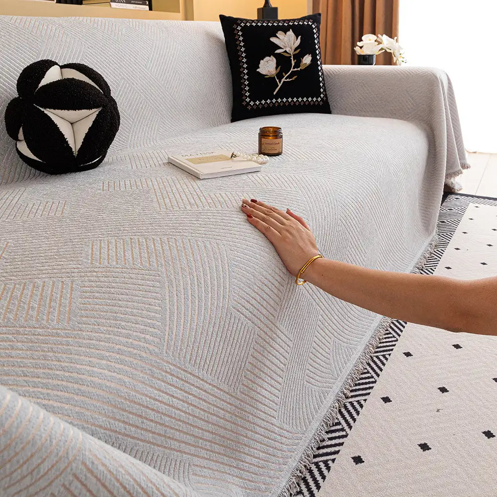 Modern Stripe Chenille Scratch-Resistant Sofa Protector Couch Cover – Couch Cover (vie… | Petix pet supplies for dogs and cats