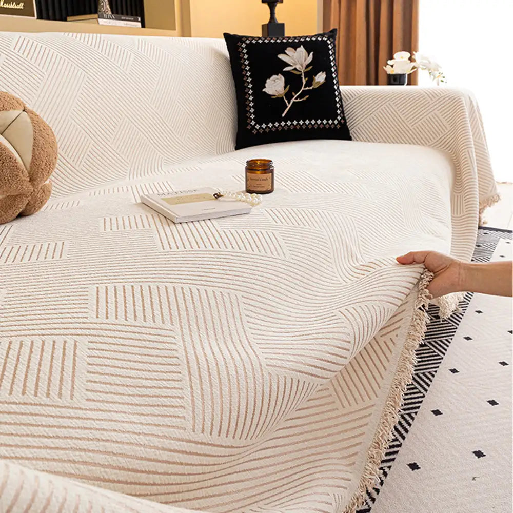 Modern Stripe Chenille Scratch-Resistant Sofa Protector Couch Cover – Couch Cover (vie… | Petix pet supplies for dogs and cats