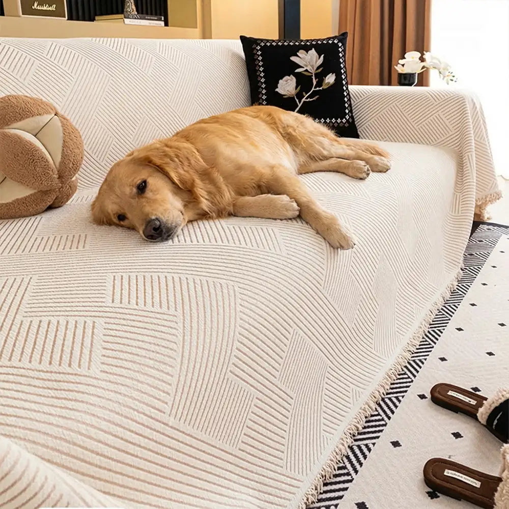 Modern Stripe Chenille Scratch-Resistant Sofa Protector Couch Cover – Couch Cover (vie… | Petix pet supplies for dogs and cats
