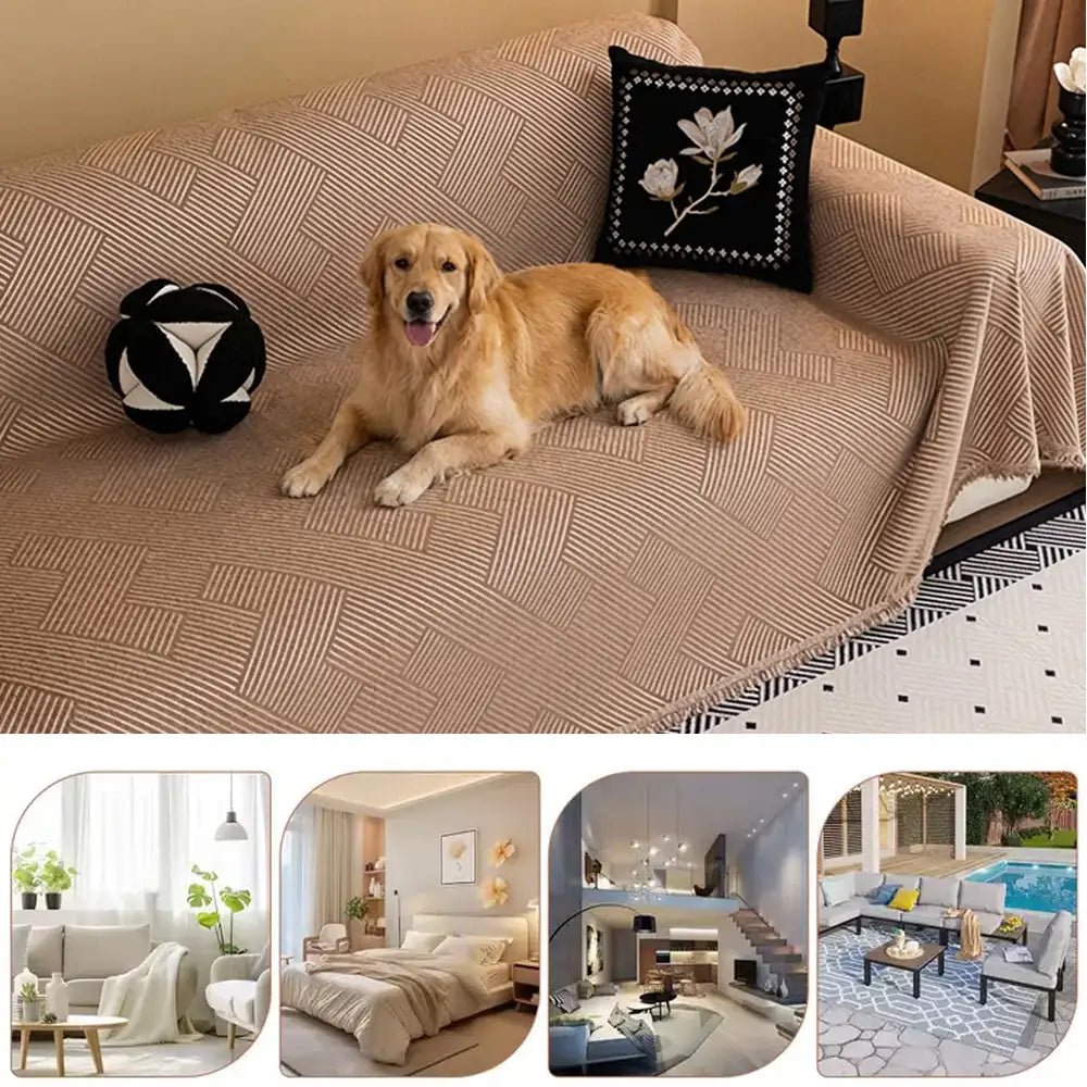 Modern Stripe Chenille Scratch-Resistant Sofa Protector Couch Cover – Couch Cover (vie… | Petix pet supplies for dogs and cats