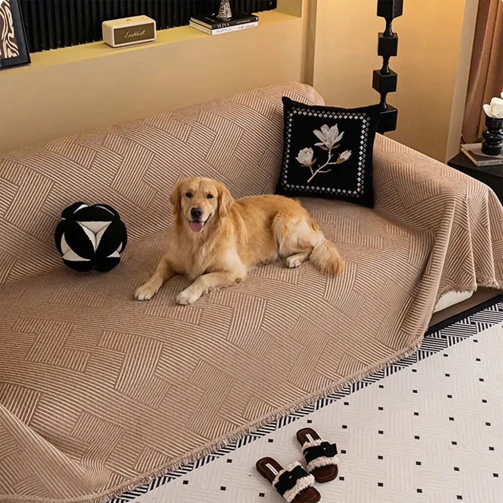 Modern Stripe Chenille Scratch-Resistant Sofa Protector Couch Cover – Couch Cover (vie… | Petix pet supplies for dogs and cats