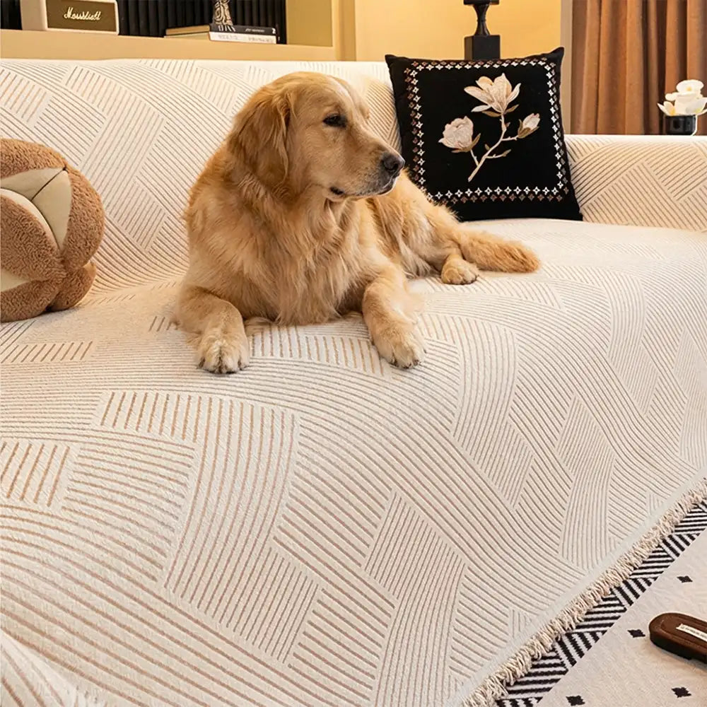 Modern Stripe Chenille Scratch-Resistant Sofa Protector Couch Cover – Couch Cover (vie… | Petix pet supplies for dogs and cats