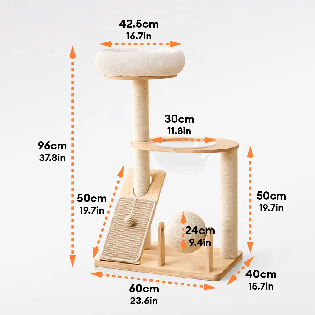 Modern Wooden Multi-Functional Play And Scratching Cat Tree with Space Capsule – Cat T… | Petix pet supplies for dogs and cats