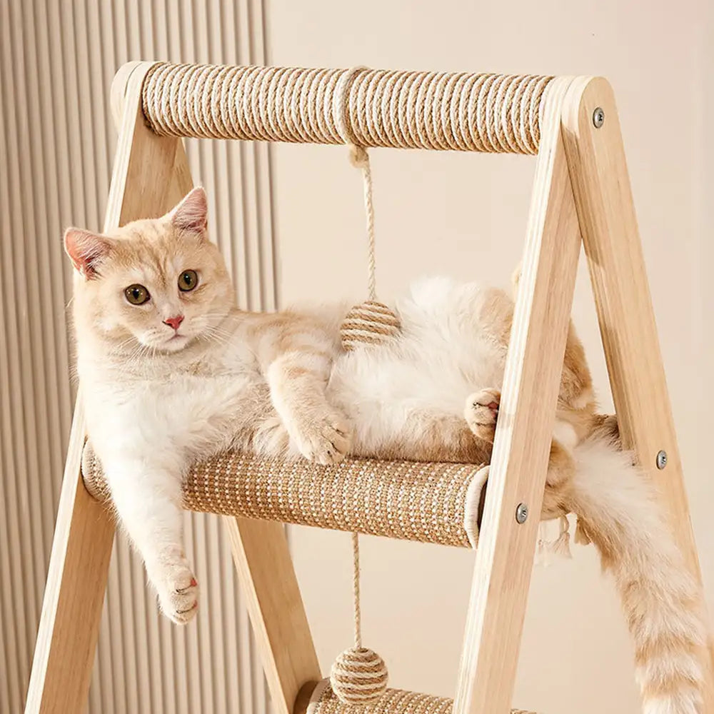Multi-Cat Family Hammock-Style Wooden Cat Tree - 3 in 1 – Cat Tree (view 2) | Petix pet supplies for dogs and cats