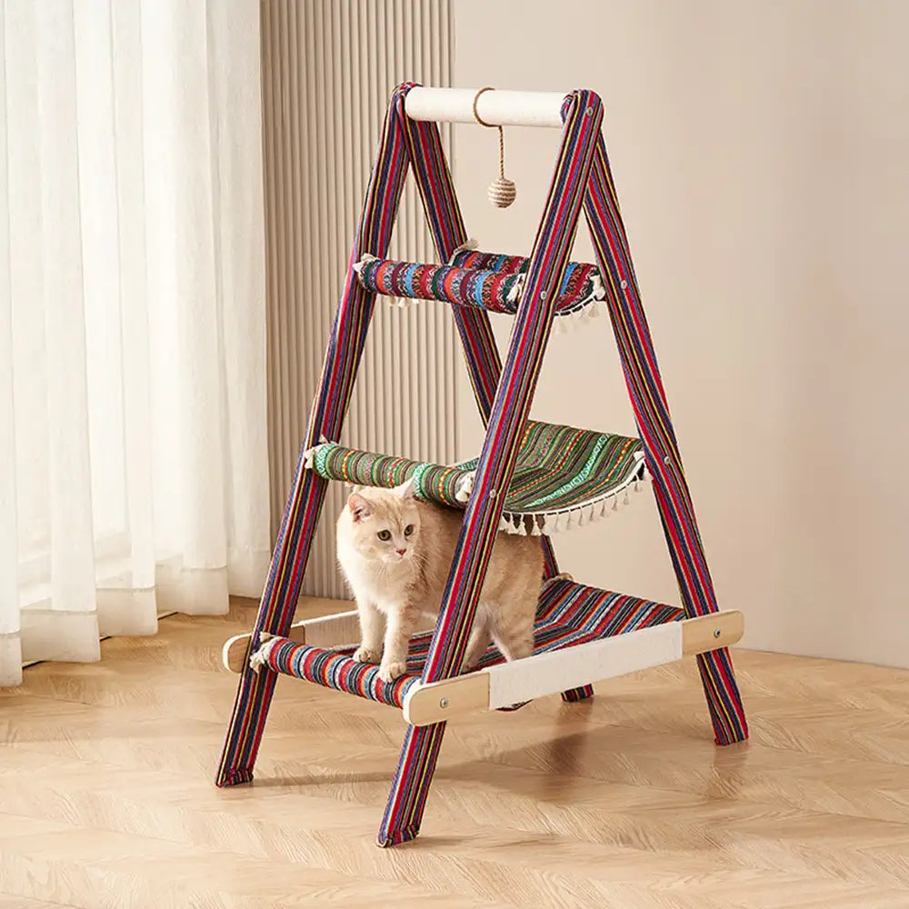 Multi-Cat Family Hammock-Style Wooden Cat Tree - 3 in 1 – Cat Tree (view 4) | Petix pet supplies for dogs and cats