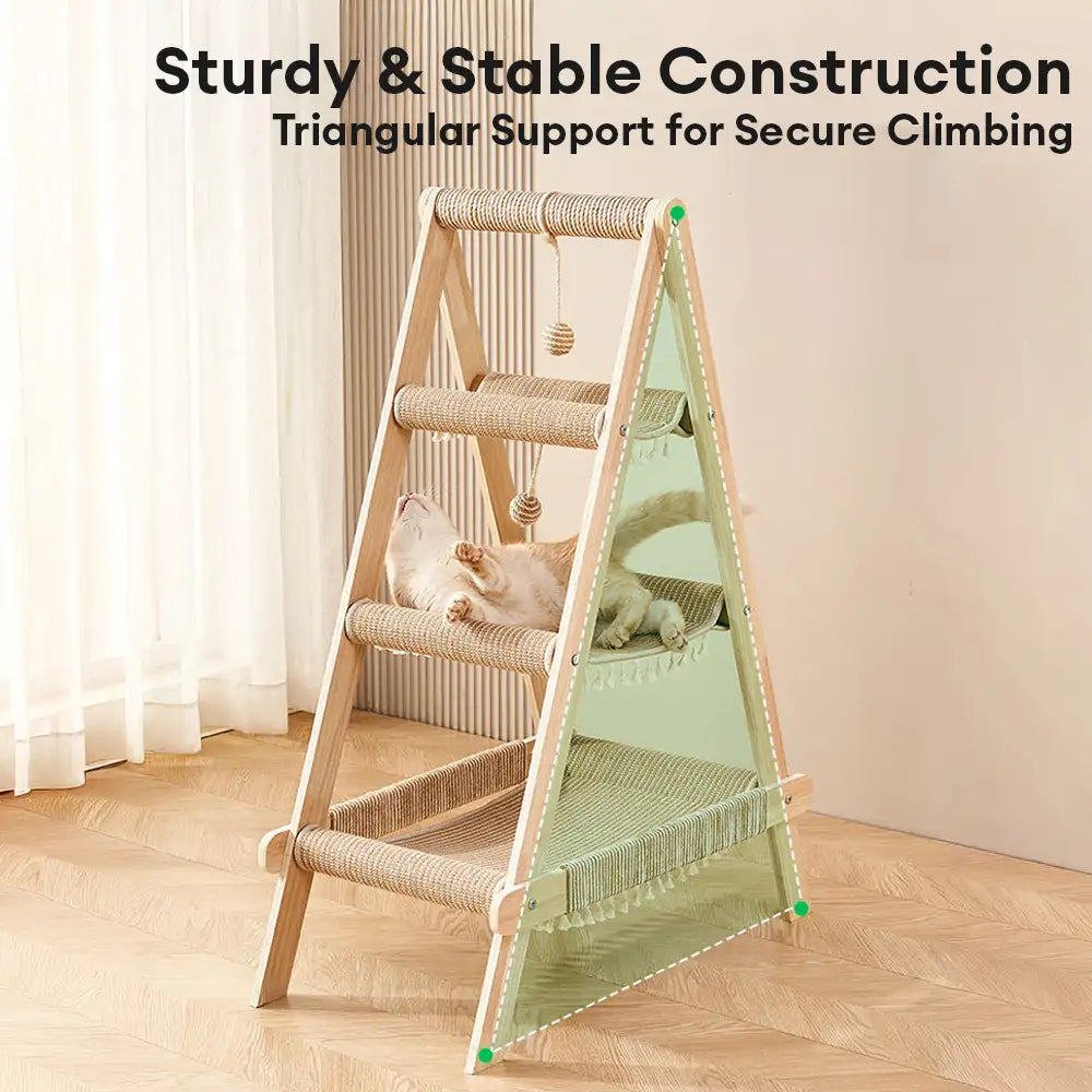 Multi-Cat Family Hammock-Style Wooden Cat Tree - 3 in 1 – Cat Tree (view 5) | Petix pet supplies for dogs and cats