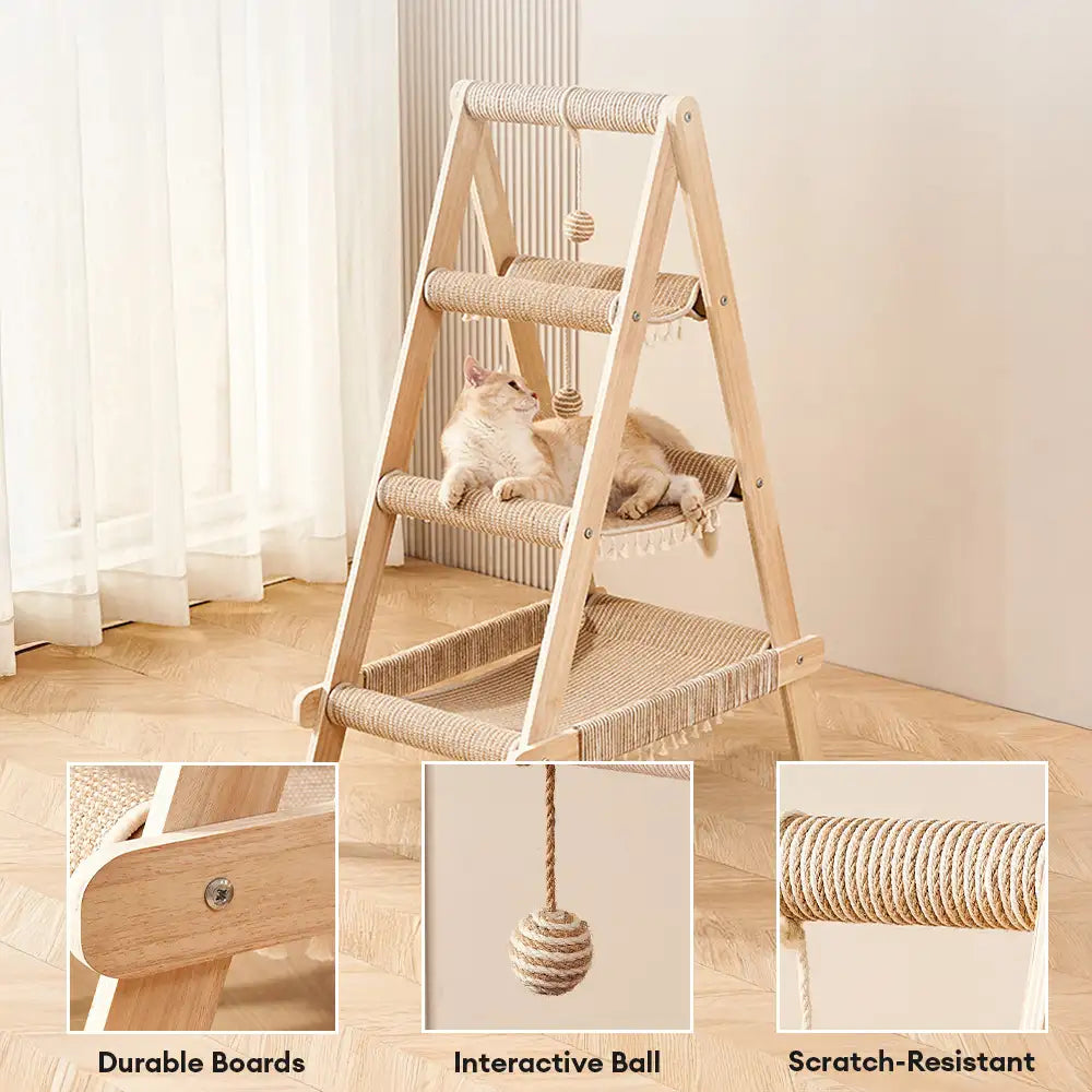 Multi-Cat Family Hammock-Style Wooden Cat Tree - 3 in 1 – Cat Tree (view 6) | Petix pet supplies for dogs and cats