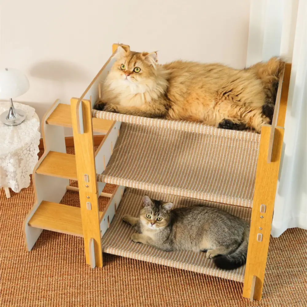 Multi-Tiered Faux Sisal Cat Scratching Cat Hammock with Stairs – Cat Beds (main) | Petix pet supplies for dogs and cats