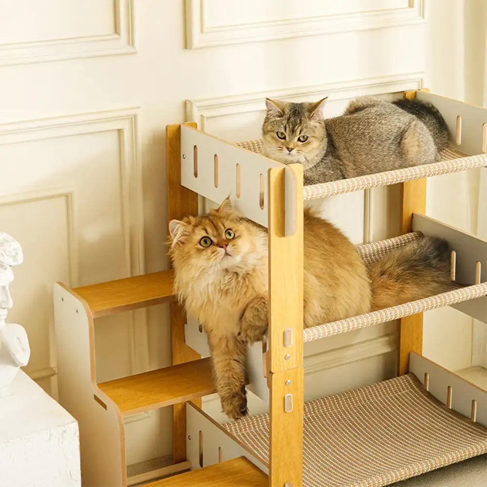 Multi-Tiered Faux Sisal Cat Scratching Cat Hammock with Stairs – Cat Beds (view 2) | Petix pet supplies for dogs and cats