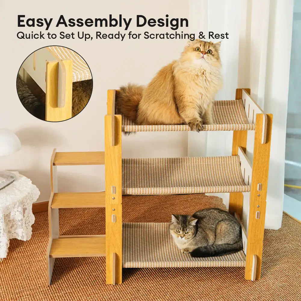 Multi-Tiered Faux Sisal Cat Scratching Cat Hammock with Stairs – Cat Beds (view 4) | Petix pet supplies for dogs and cats