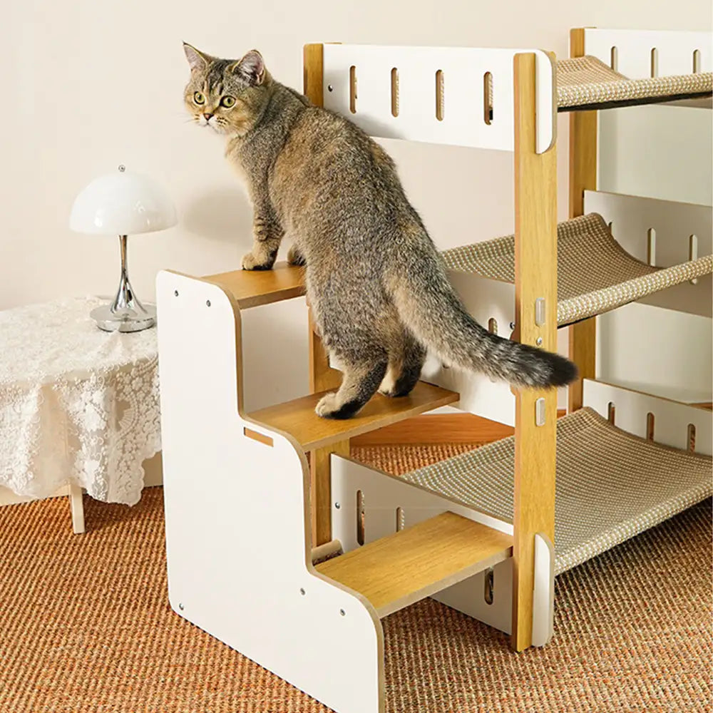 Multi-Tiered Faux Sisal Cat Scratching Cat Hammock with Stairs – Cat Beds (view 5) | Petix pet supplies for dogs and cats