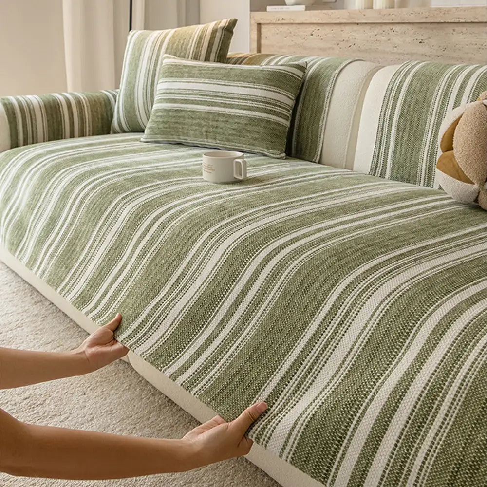 Natural Stripe Chenille Thickend Sofa Protection Washable Non-Slip Couch Cover – Couch… | Petix pet supplies for dogs and cats