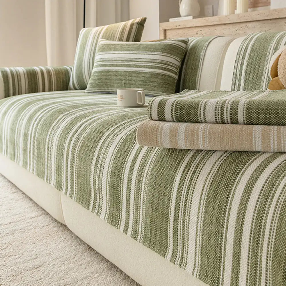 Natural Stripe Chenille Thickend Sofa Protection Washable Non-Slip Couch Cover – Couch… | Petix pet supplies for dogs and cats