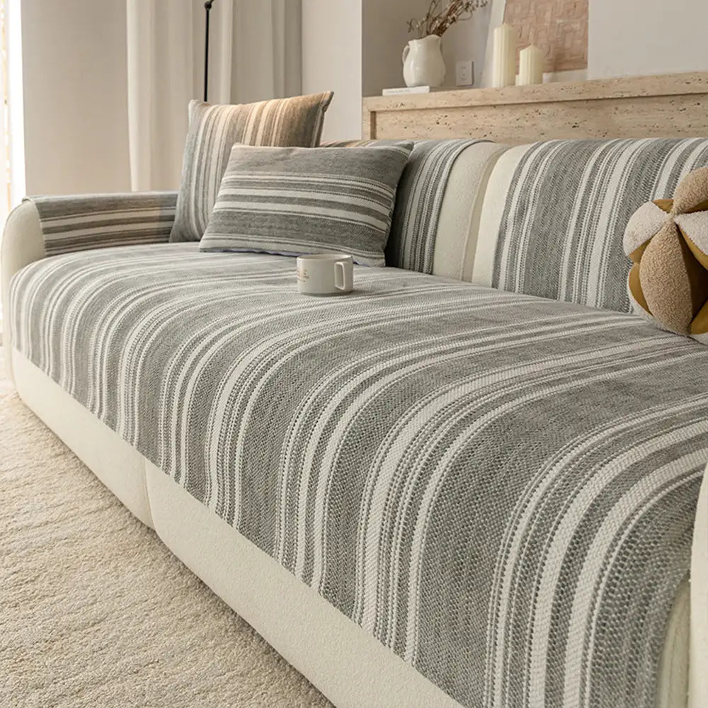 Natural Stripe Chenille Thickend Sofa Protection Washable Non-Slip Couch Cover – Couch… | Petix pet supplies for dogs and cats