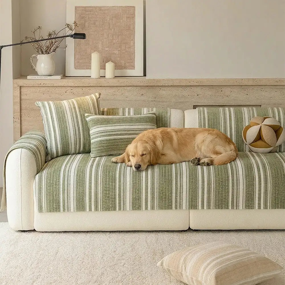 Natural Stripe Chenille Thickend Sofa Protection Washable Non-Slip Couch Cover – Couch… | Petix pet supplies for dogs and cats