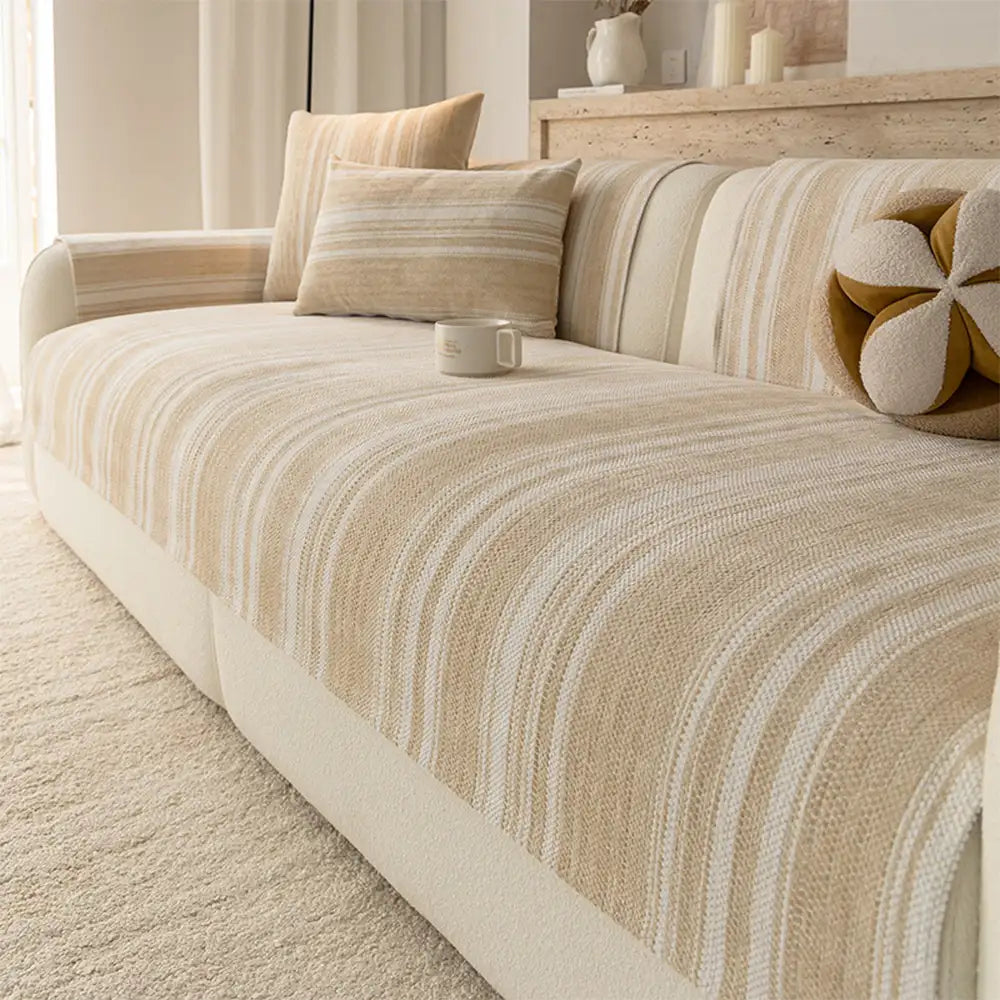 Natural Stripe Chenille Thickend Sofa Protection Washable Non-Slip Couch Cover – Couch… | Petix pet supplies for dogs and cats