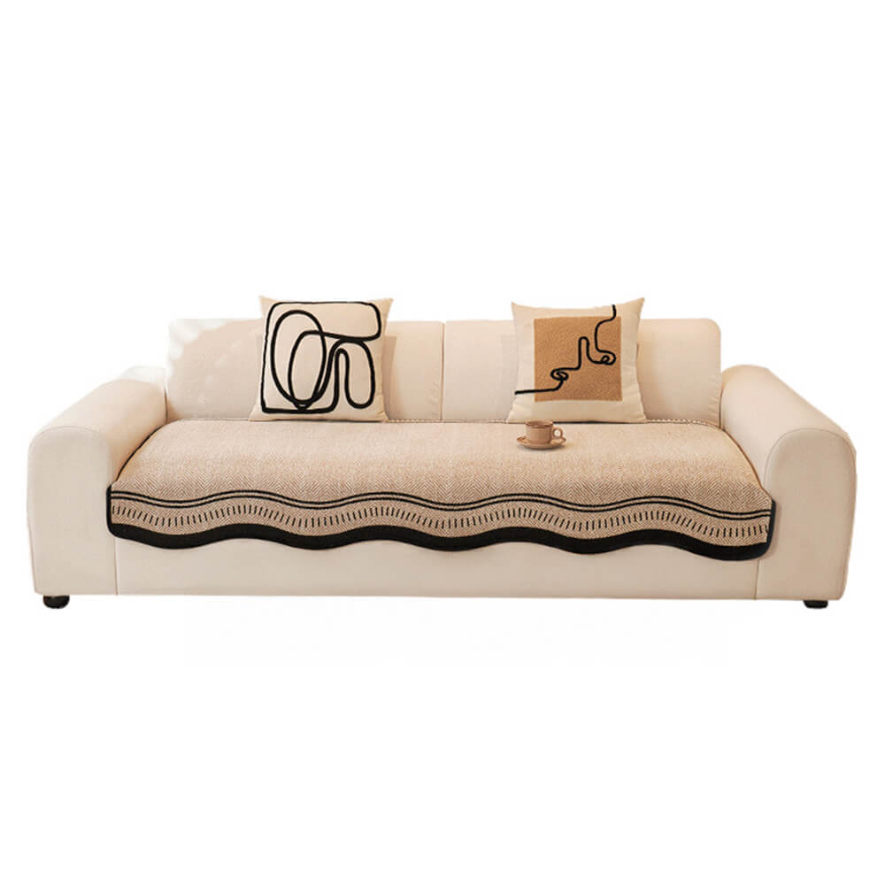 Non-Slip Herringbone Chenille Couch Cover with Wavy Edges – Couch Cover (view 9) | Petix pet supplies for dogs and cats