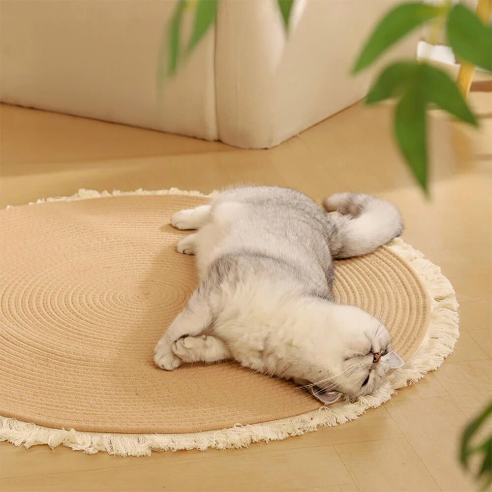 Nordic Handwoven Durable Cat Scratch Mat Rug with Fringe – Rug (view 12) | Petix pet supplies for dogs and cats