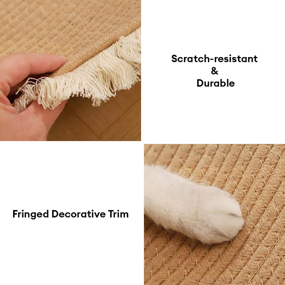 Nordic Handwoven Durable Cat Scratch Mat Rug with Fringe – Rug (view 3) | Petix pet supplies for dogs and cats