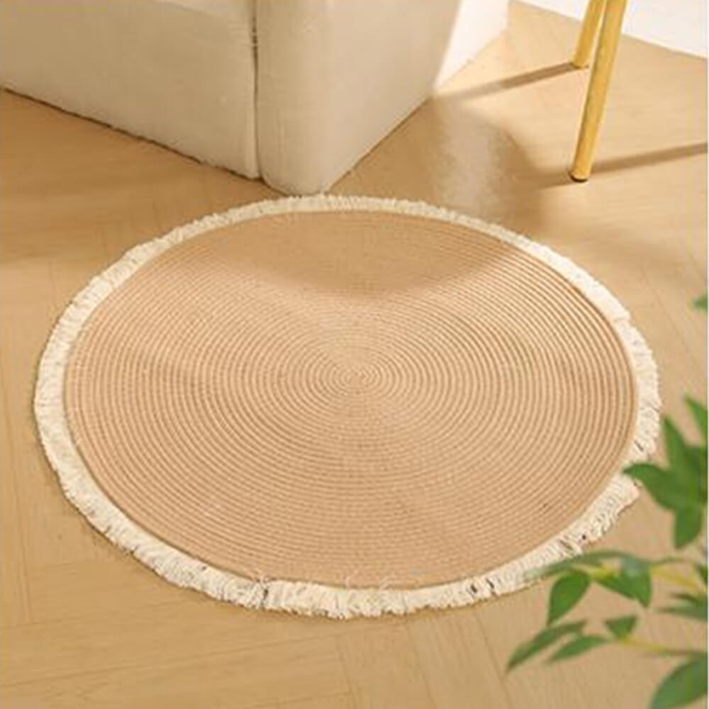 Nordic Handwoven Durable Cat Scratch Mat Rug with Fringe – Rug (view 5) | Petix pet supplies for dogs and cats