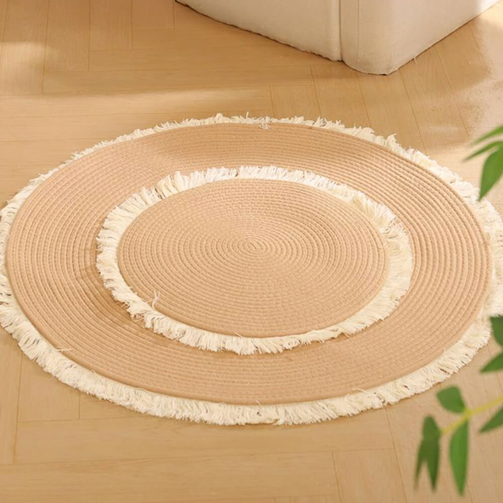Nordic Handwoven Durable Cat Scratch Mat Rug with Fringe – Rug (view 6) | Petix pet supplies for dogs and cats
