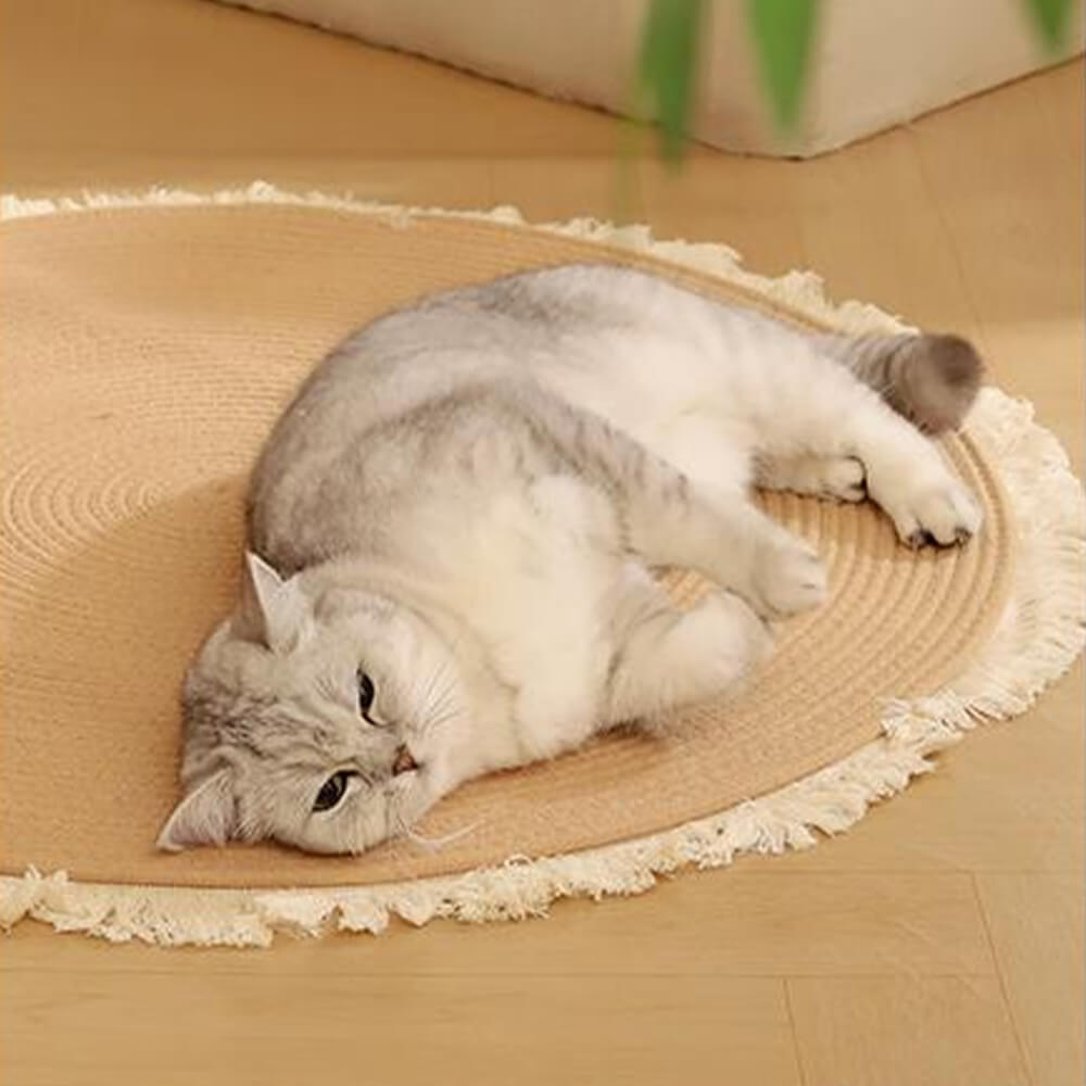 Nordic Handwoven Durable Cat Scratch Mat Rug with Fringe – Rug (view 8) | Petix pet supplies for dogs and cats