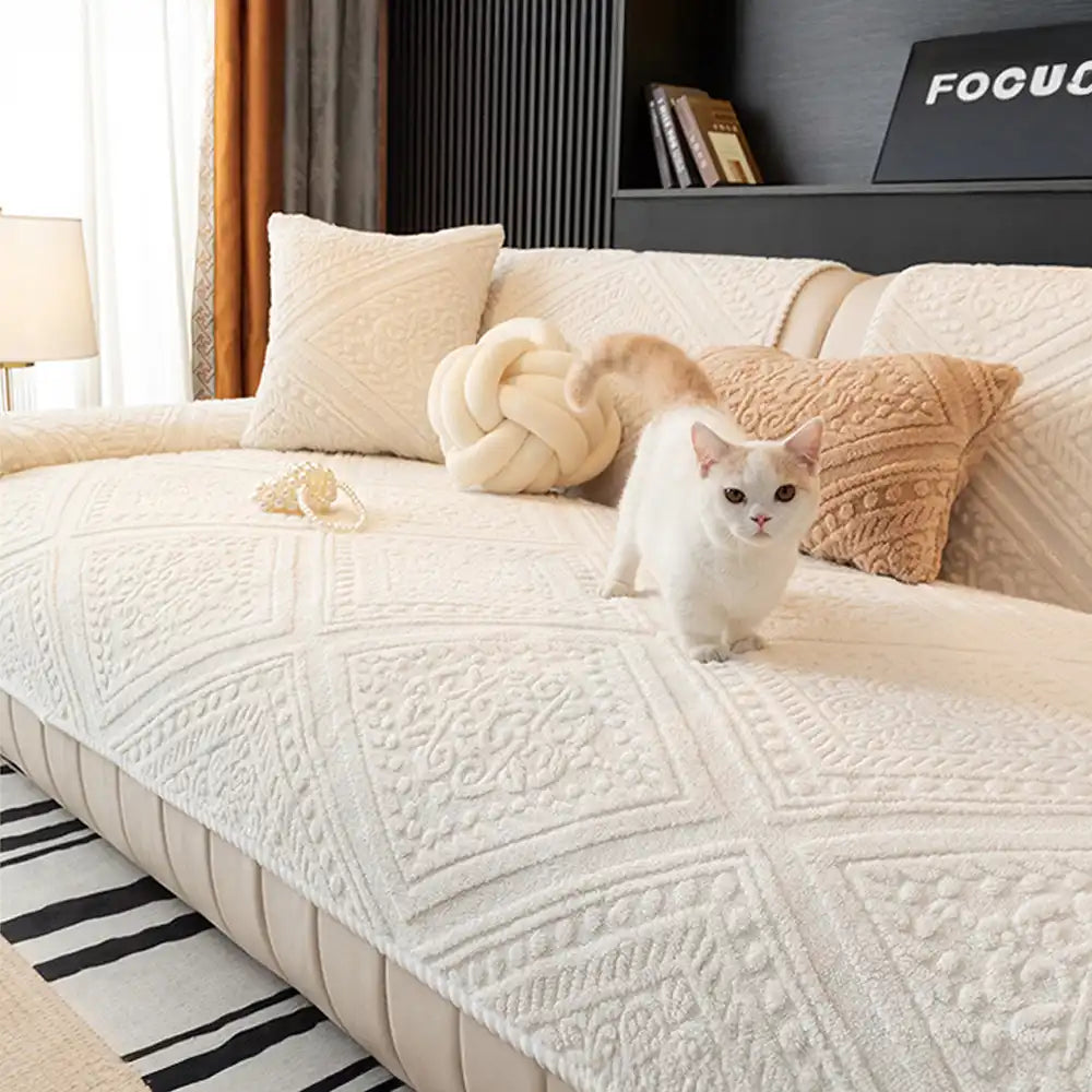 All Season Nordic Style Carved Plush Decorative Non-Slip Couch Cover – Couch Cover (vi… | Petix pet supplies for dogs and cats