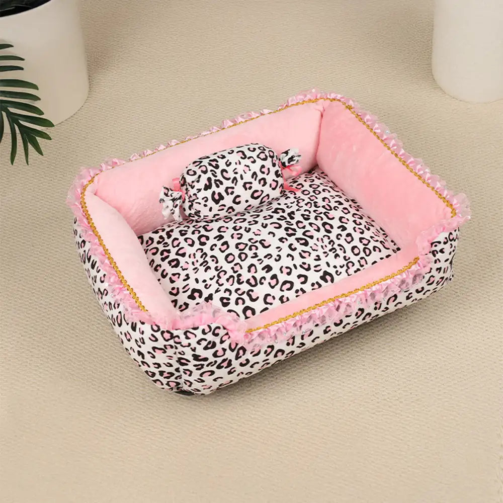 Pink Leopard Print Removable And Washable All-Season Princess Pet Bed – Dog Beds (view… | Petix pet supplies for dogs and cats