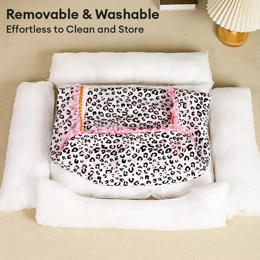 Pink Leopard Print Removable And Washable All-Season Princess Pet Bed – Dog Beds (view… | Petix pet supplies for dogs and cats