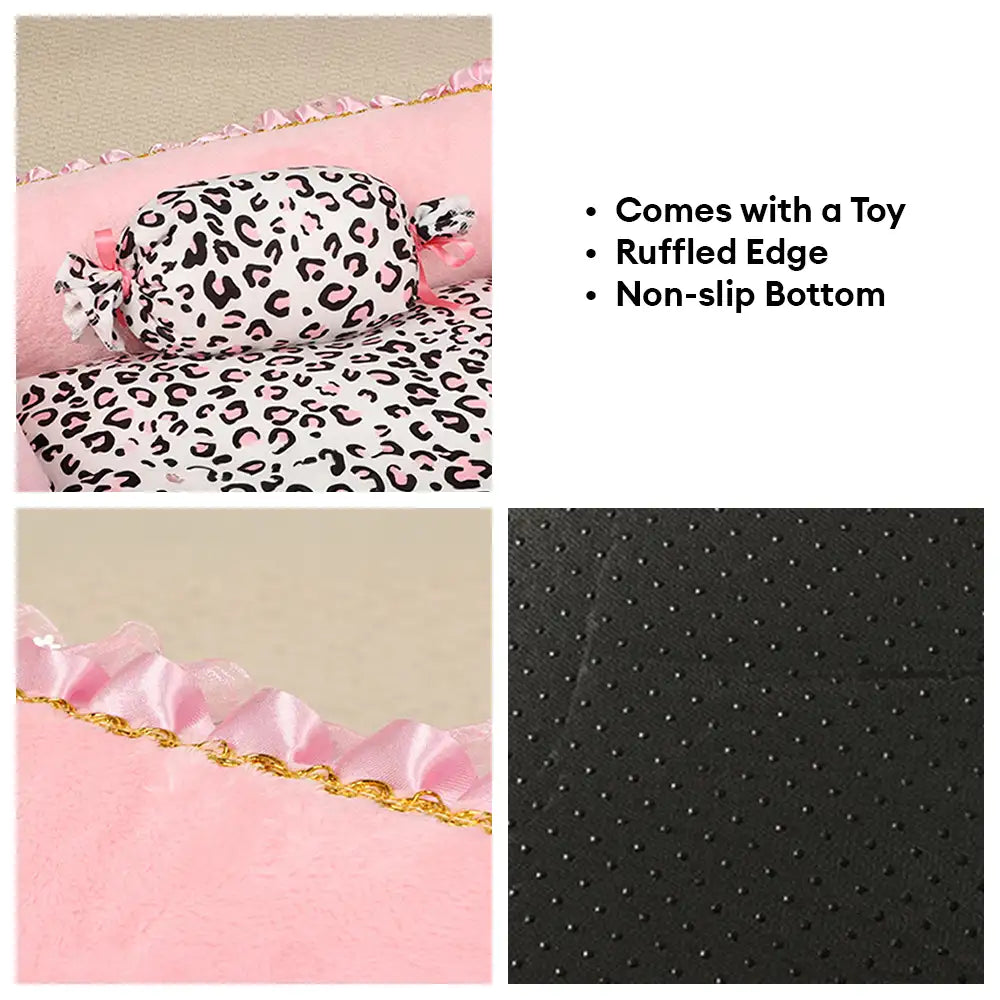 Pink Leopard Print Removable And Washable All-Season Princess Pet Bed – Dog Beds (view… | Petix pet supplies for dogs and cats