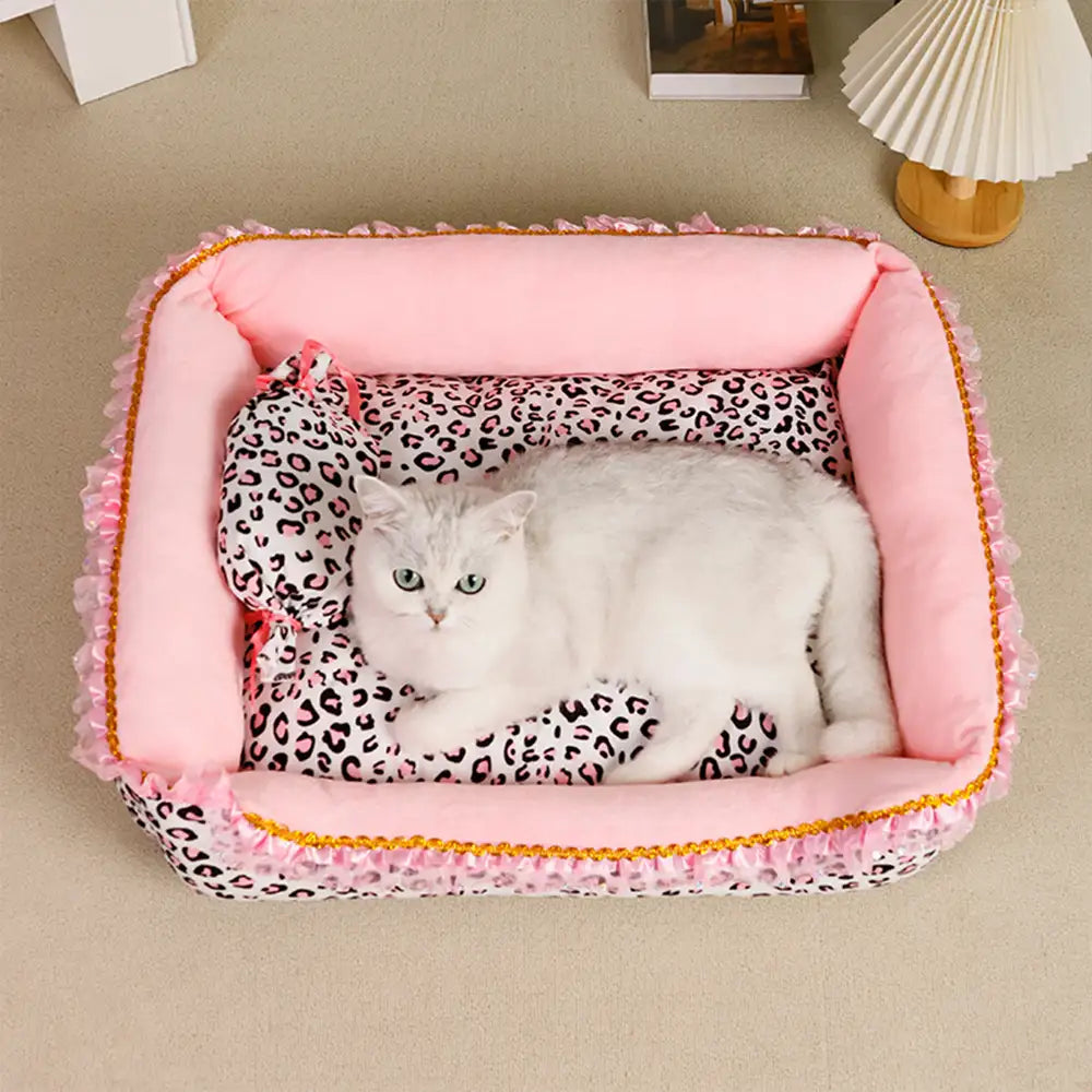 Pink Leopard Print Removable And Washable All-Season Princess Pet Bed – Dog Beds (view… | Petix pet supplies for dogs and cats