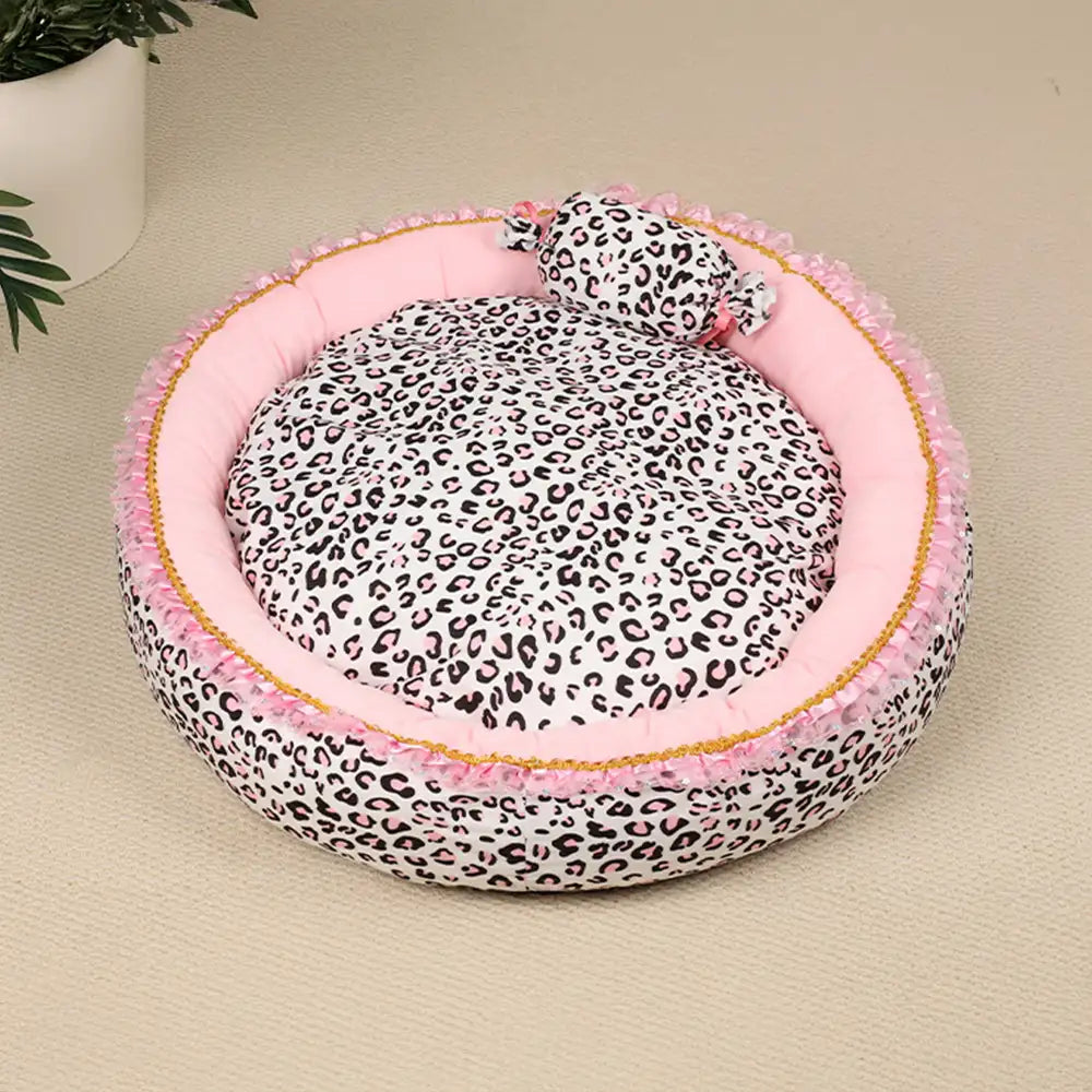 Pink Leopard Print Removable And Washable All-Season Princess Pet Bed – Dog Beds (view… | Petix pet supplies for dogs and cats