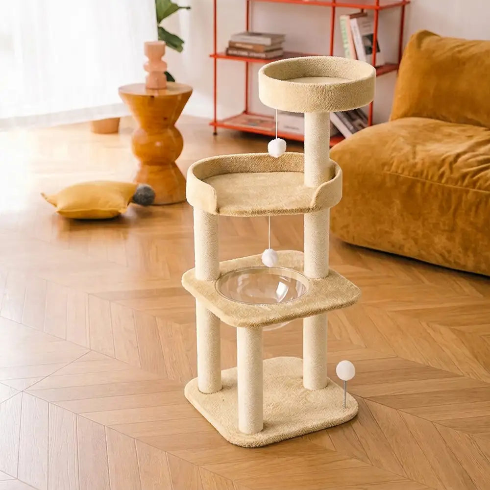 Playful Multi-Level Plush Activity Center  Cat Tree with Space Capsule – Cat Tree (vie… | Petix pet supplies for dogs and cats