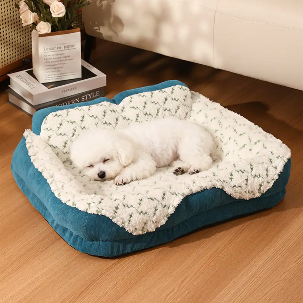Plush Contrast Jacquard Neck Support Fashion Pet Bed – Dog Beds (main) | Petix pet supplies for dogs and cats