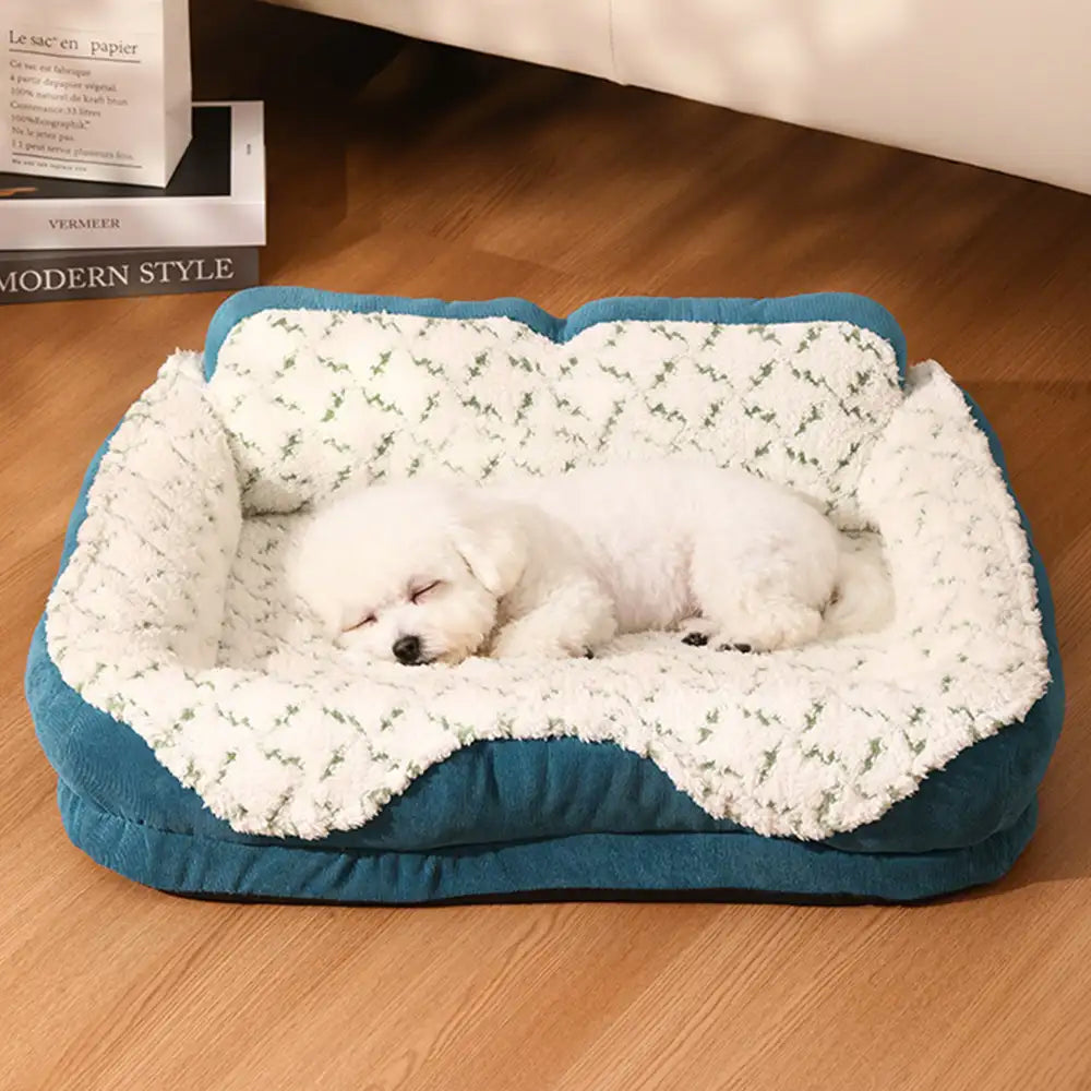 Plush Contrast Jacquard Neck Support Fashion Pet Bed – Dog Beds (view 2) | Petix pet supplies for dogs and cats