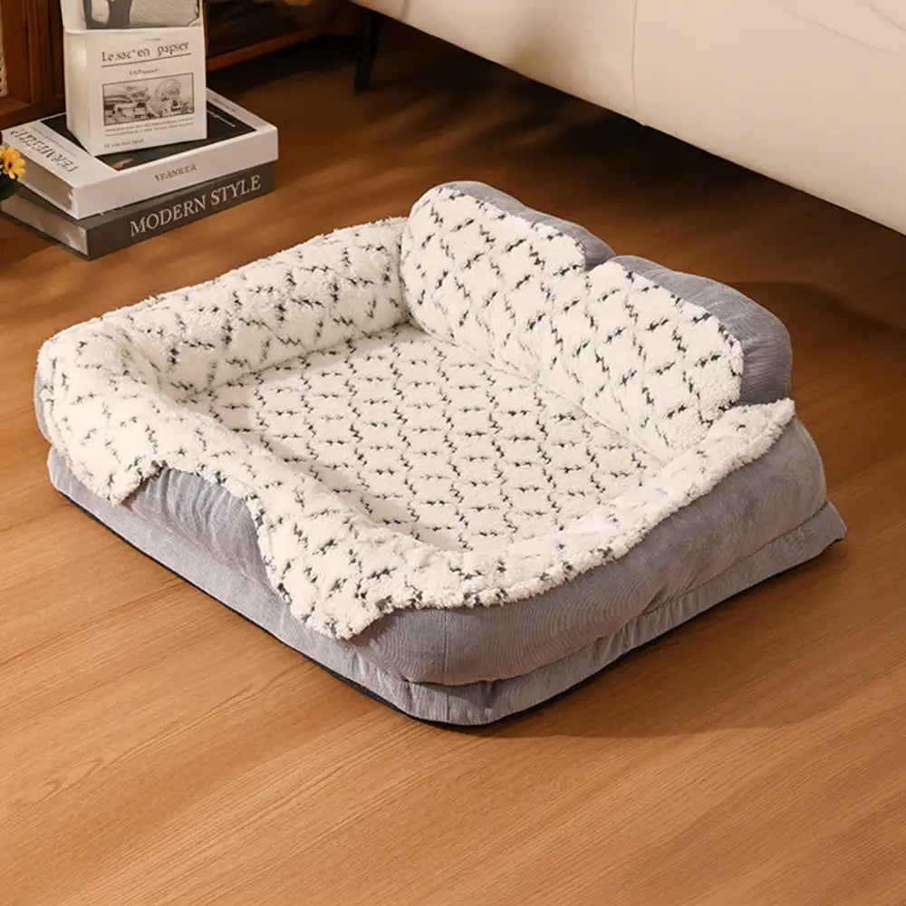 Plush Contrast Jacquard Neck Support Fashion Pet Bed – Dog Beds (view 7) | Petix pet supplies for dogs and cats