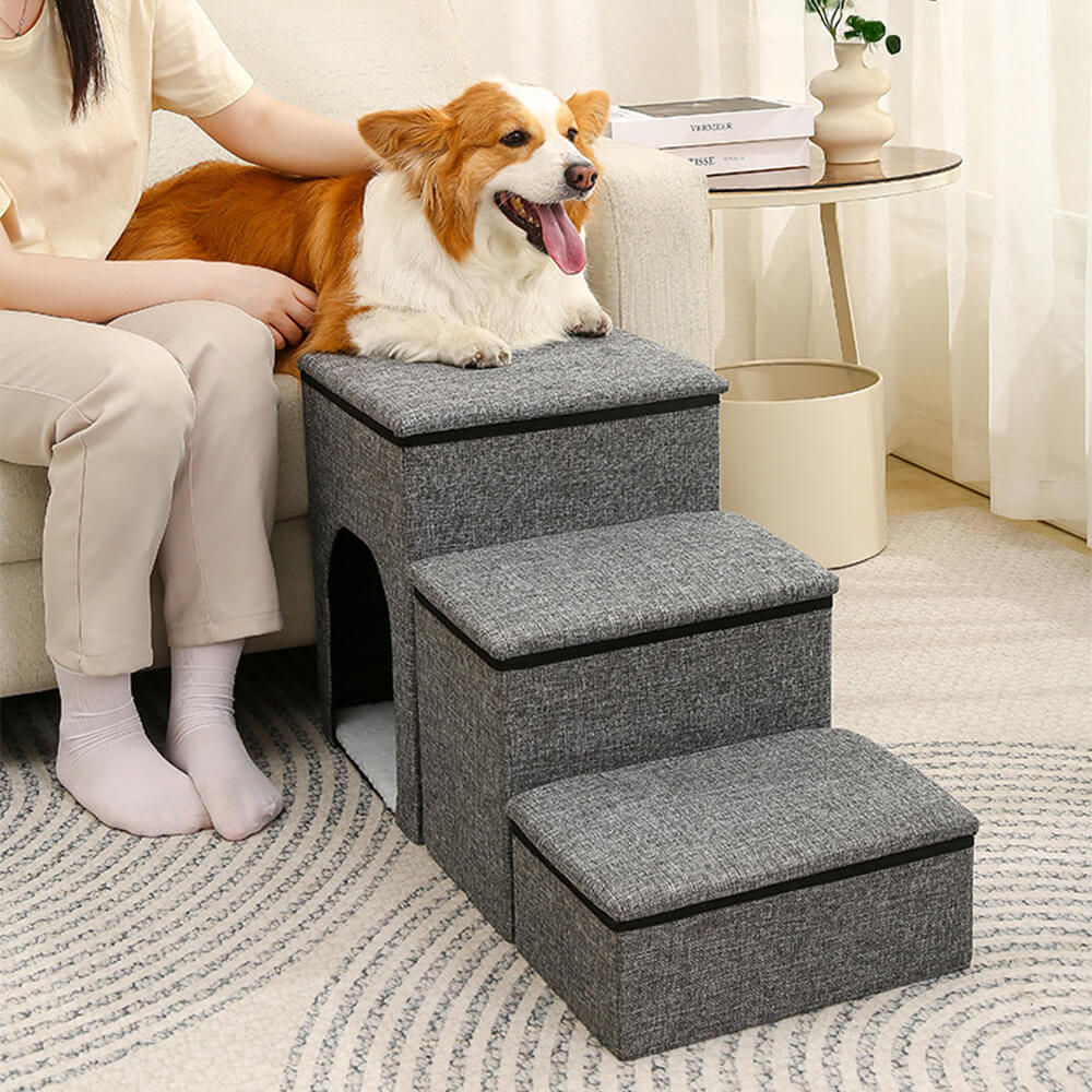Portable Multi-Functional Foldable Dog Stairs with Storage and Condo – Dog Stairs (vie… | Petix pet supplies for dogs and cats