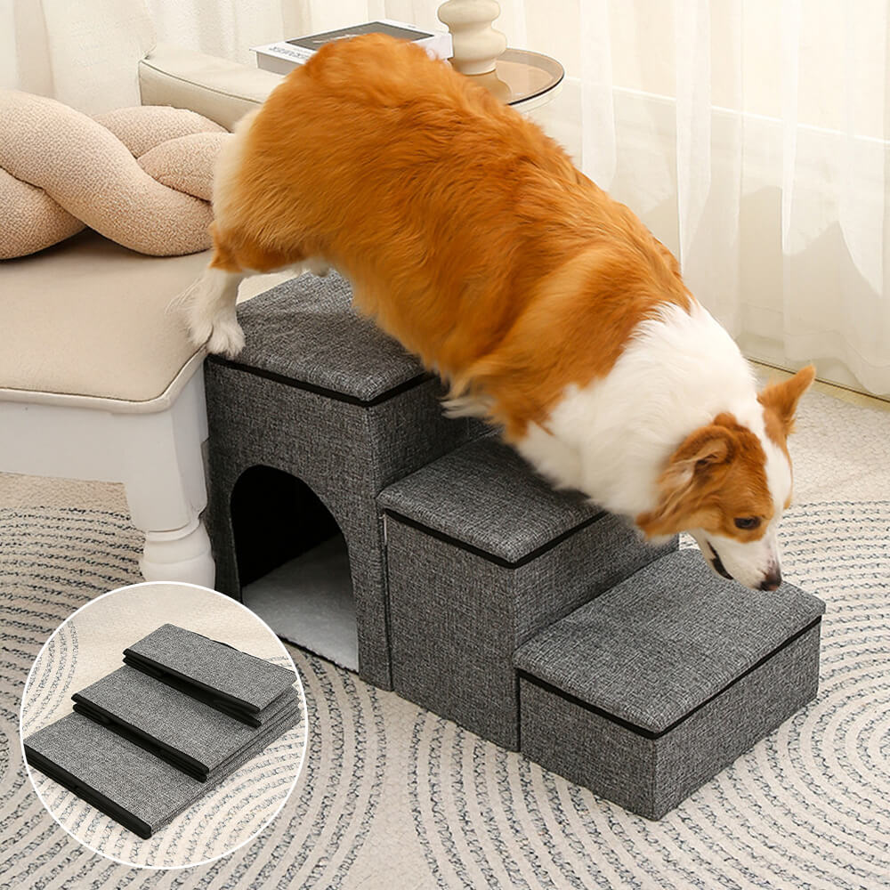 Portable Multi-Functional Foldable Dog Stairs with Storage and Condo – Dog Stairs (vie… | Petix pet supplies for dogs and cats