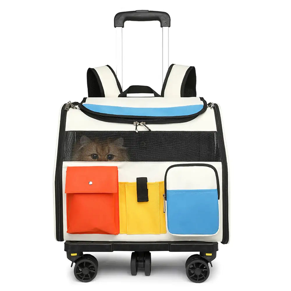 Portable Rolling Pet Backpack Carrier with Detachable Trolley Dog Cat Carrier – Pet Ca… | Petix pet supplies for dogs and cats
