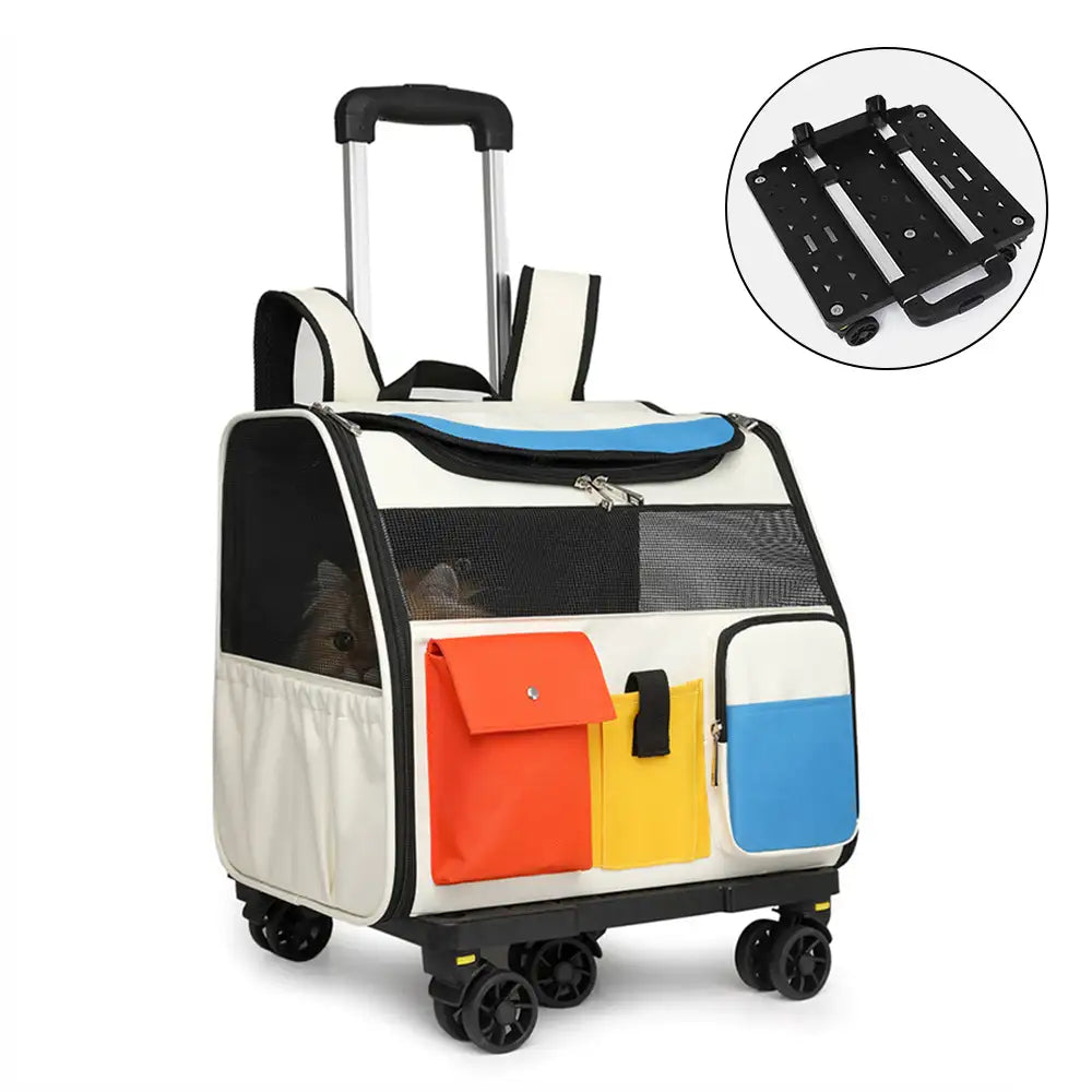 Portable Rolling Pet Backpack Carrier with Detachable Trolley Dog Cat Carrier – Pet Ca… | Petix pet supplies for dogs and cats