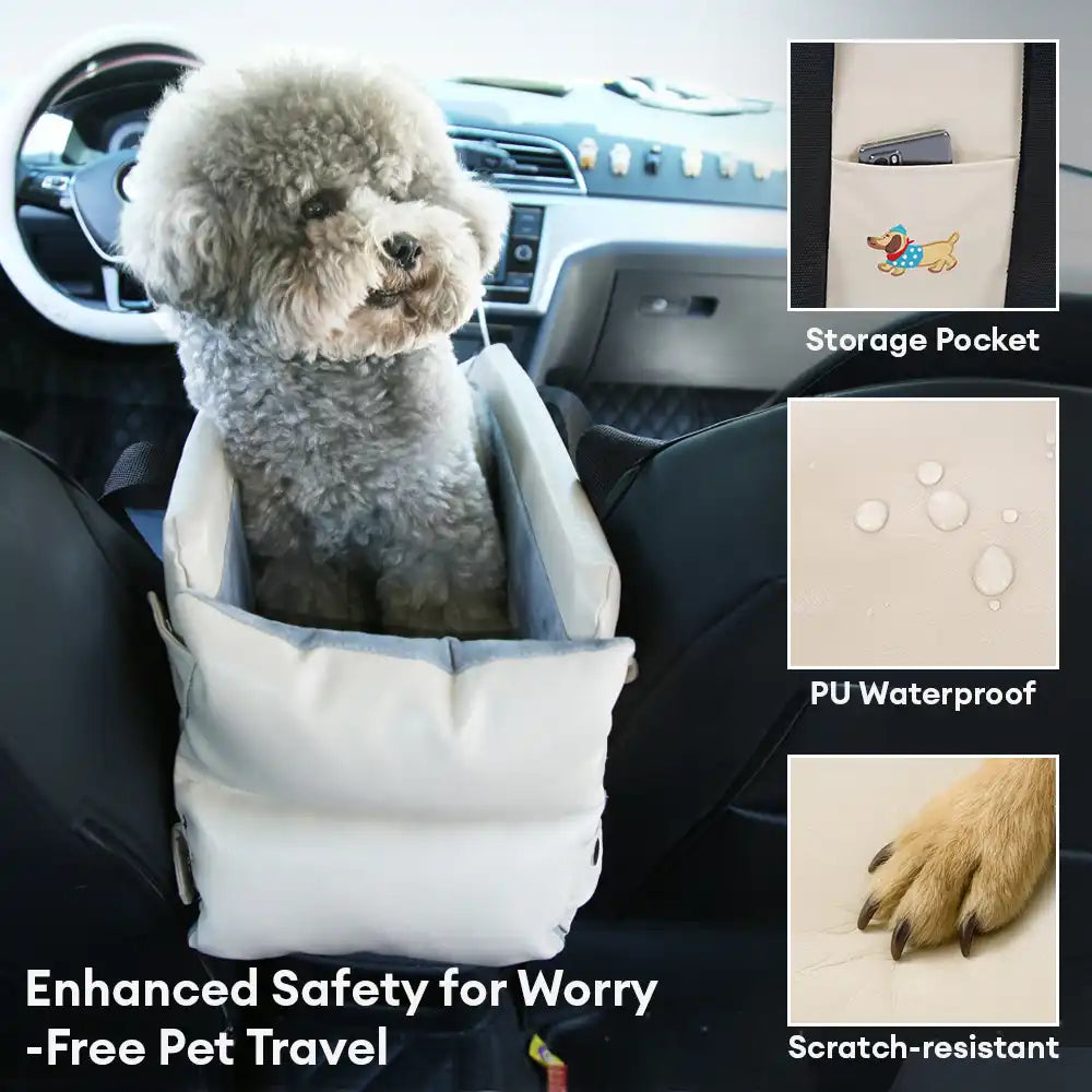 Portable Travel Faux Leather Waterproof Center Console Pet Car Seat – Dog Car Seat (vi… | Petix pet supplies for dogs and cats