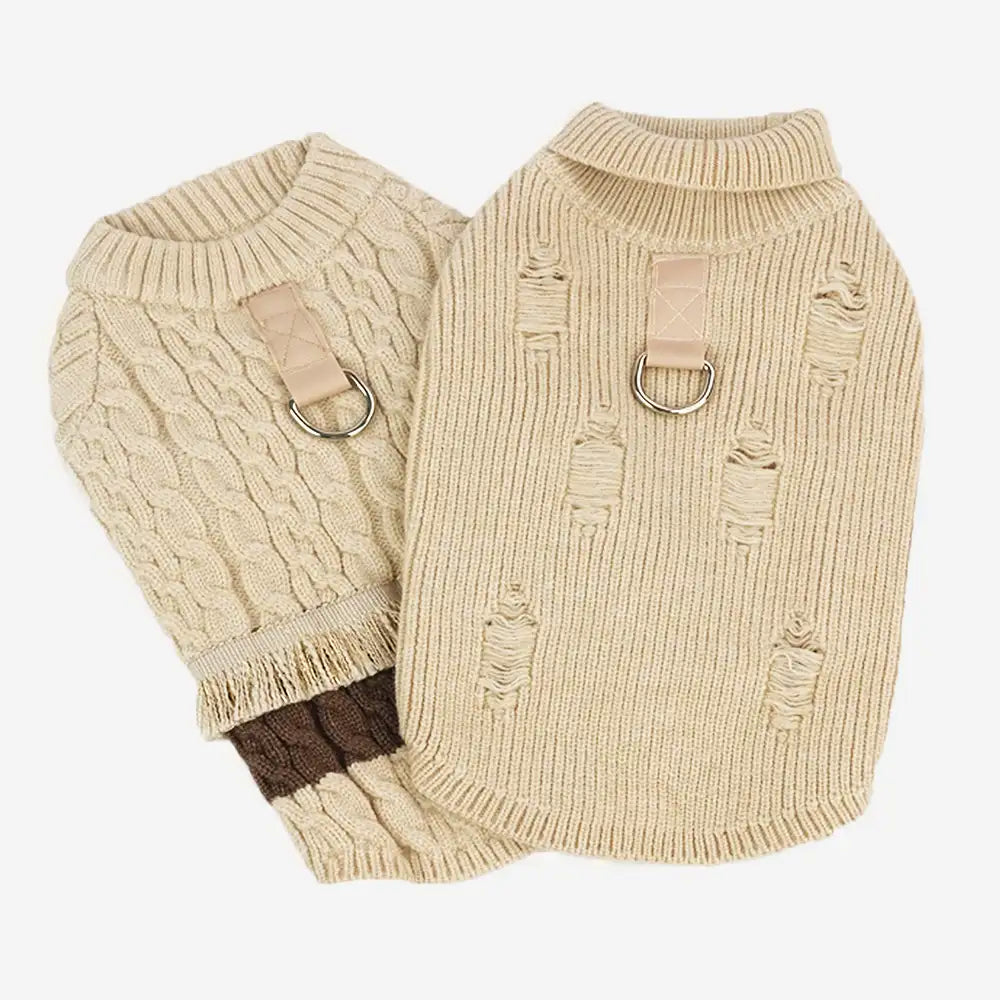 Retro Cable Knit Dachshund And Small To Medium-Sized Dog Sweater – Dog Apparel (view 2) | Petix pet supplies for dogs and cats