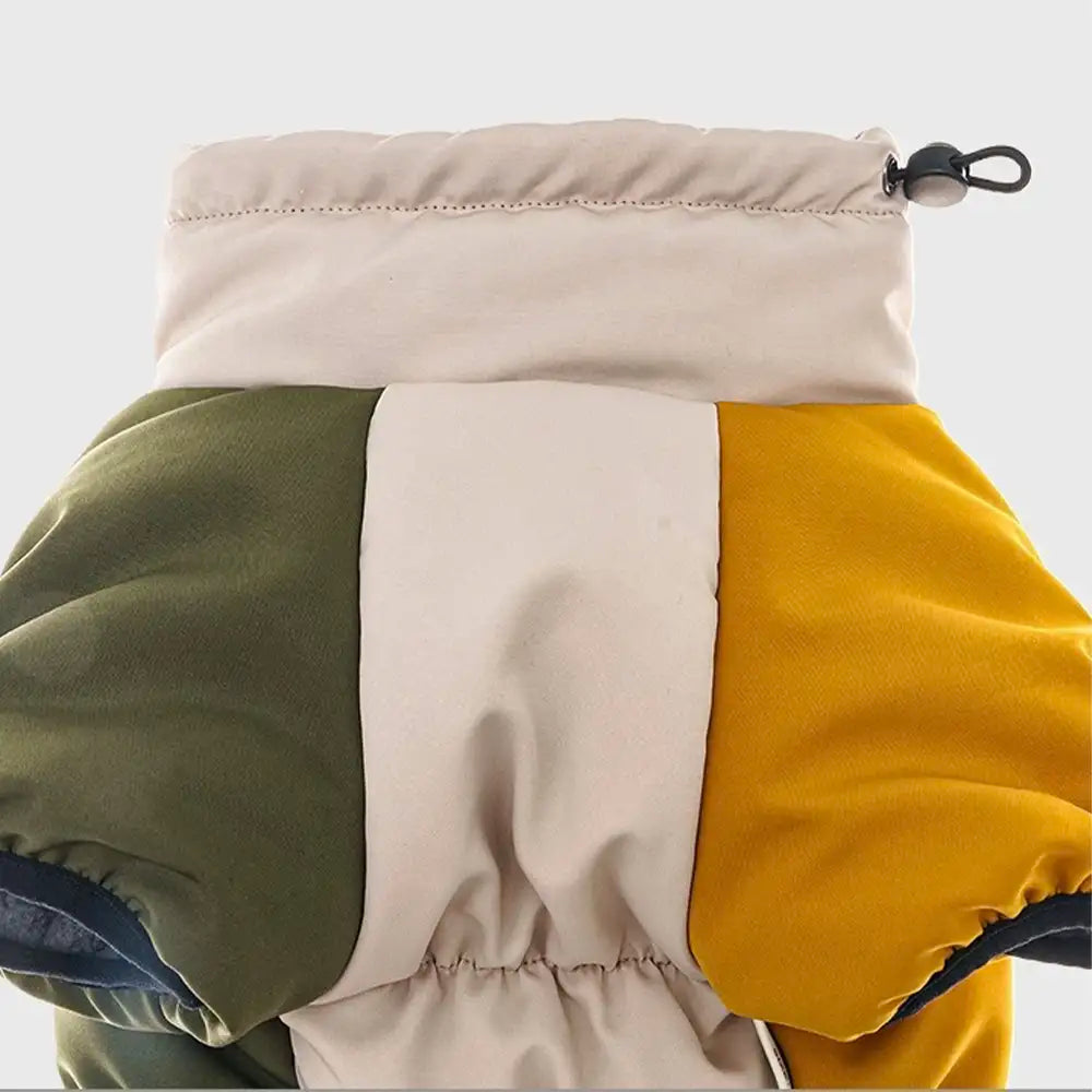 Retro Color-Block Fleece-Lined Warm Dog Coat with Leash Buckle – Dog Apparel (main) | Petix pet supplies for dogs and cats