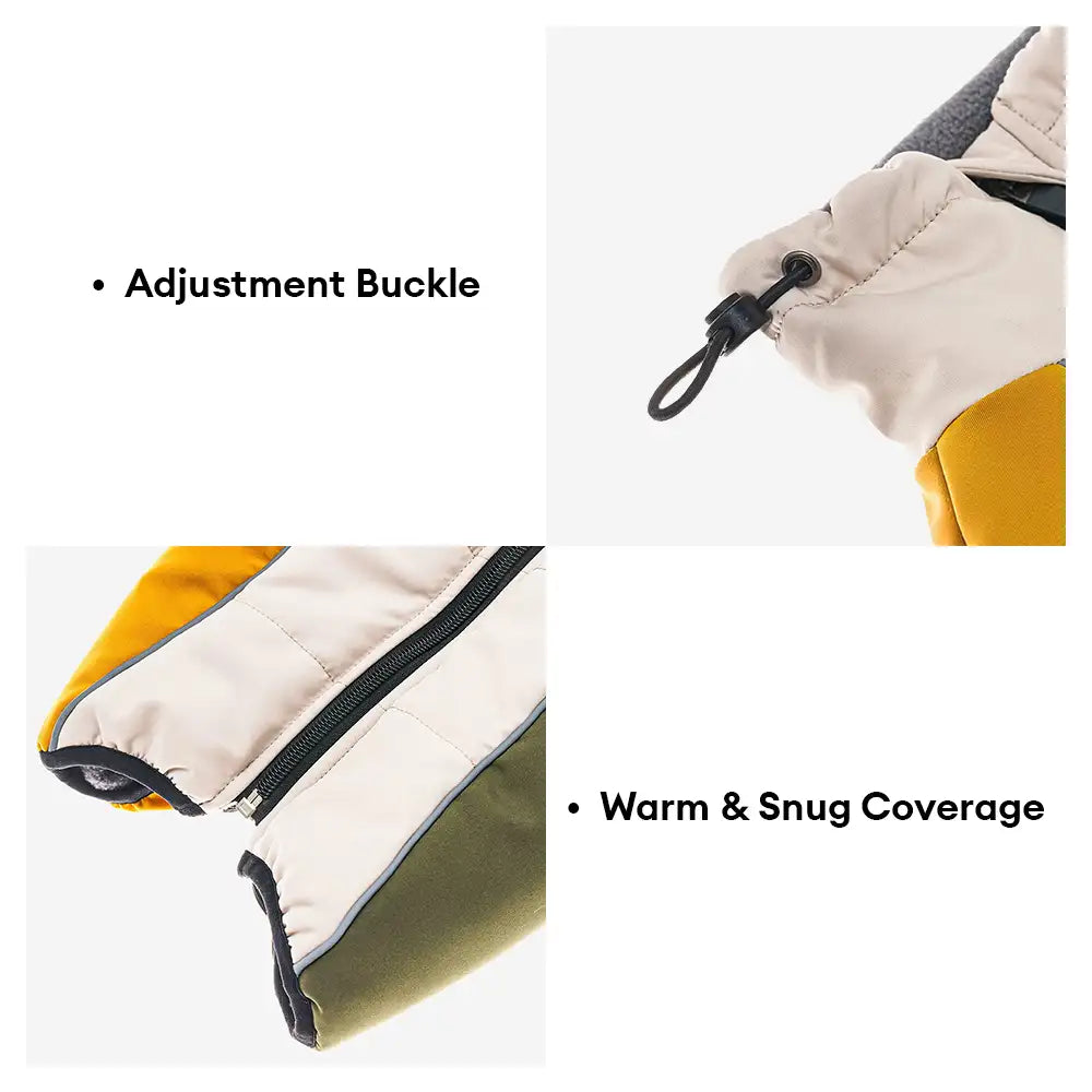 Retro Color-Block Fleece-Lined Warm Dog Coat with Leash Buckle – Dog Apparel (view 5) | Petix pet supplies for dogs and cats