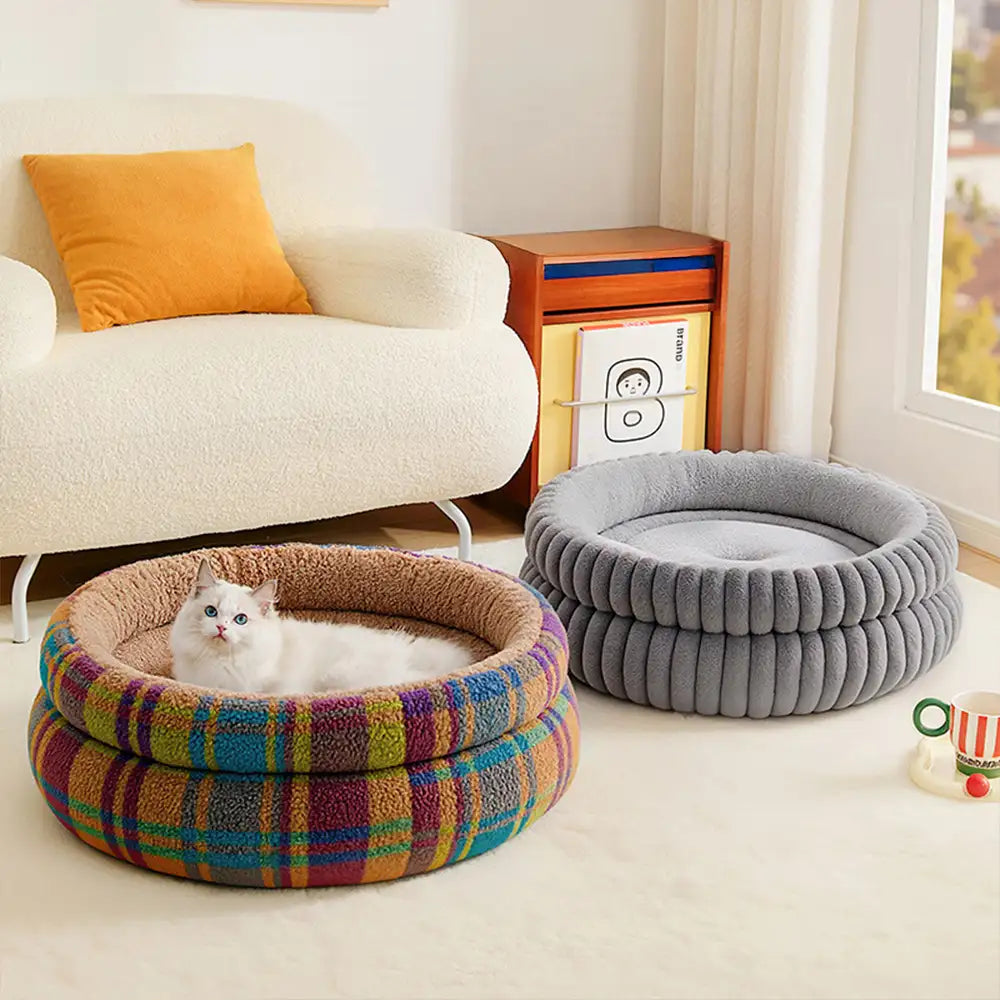 Round Plush Comfort Dog Bed With Raised Sides - Cuddling Bed – Dog Beds (view 3) | Petix pet supplies for dogs and cats