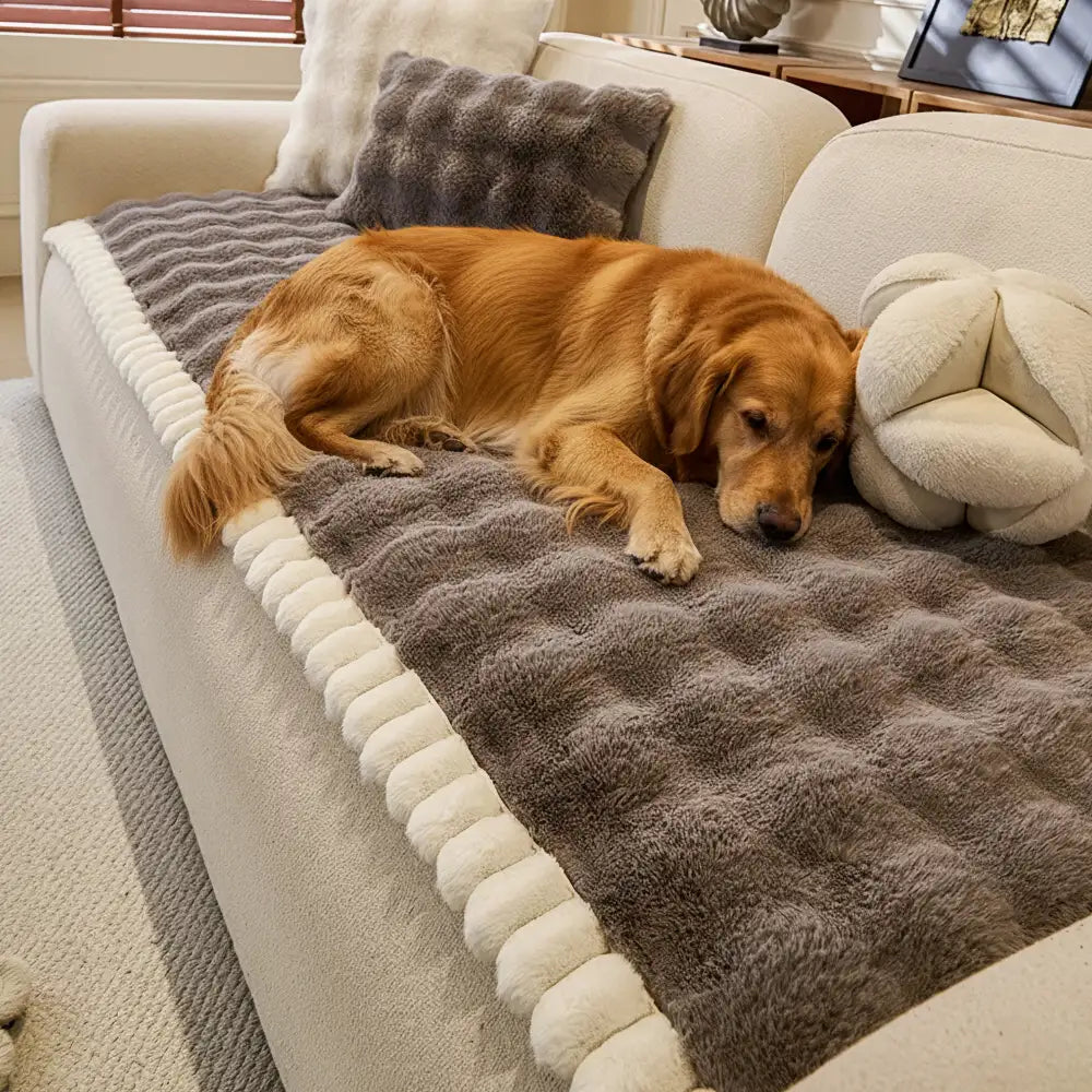 Soft Faux Rabbit Plush Thick Skin-Friendly Non-Slip Couch Cover – Couch Cover (view 4) | Petix pet supplies for dogs and cats