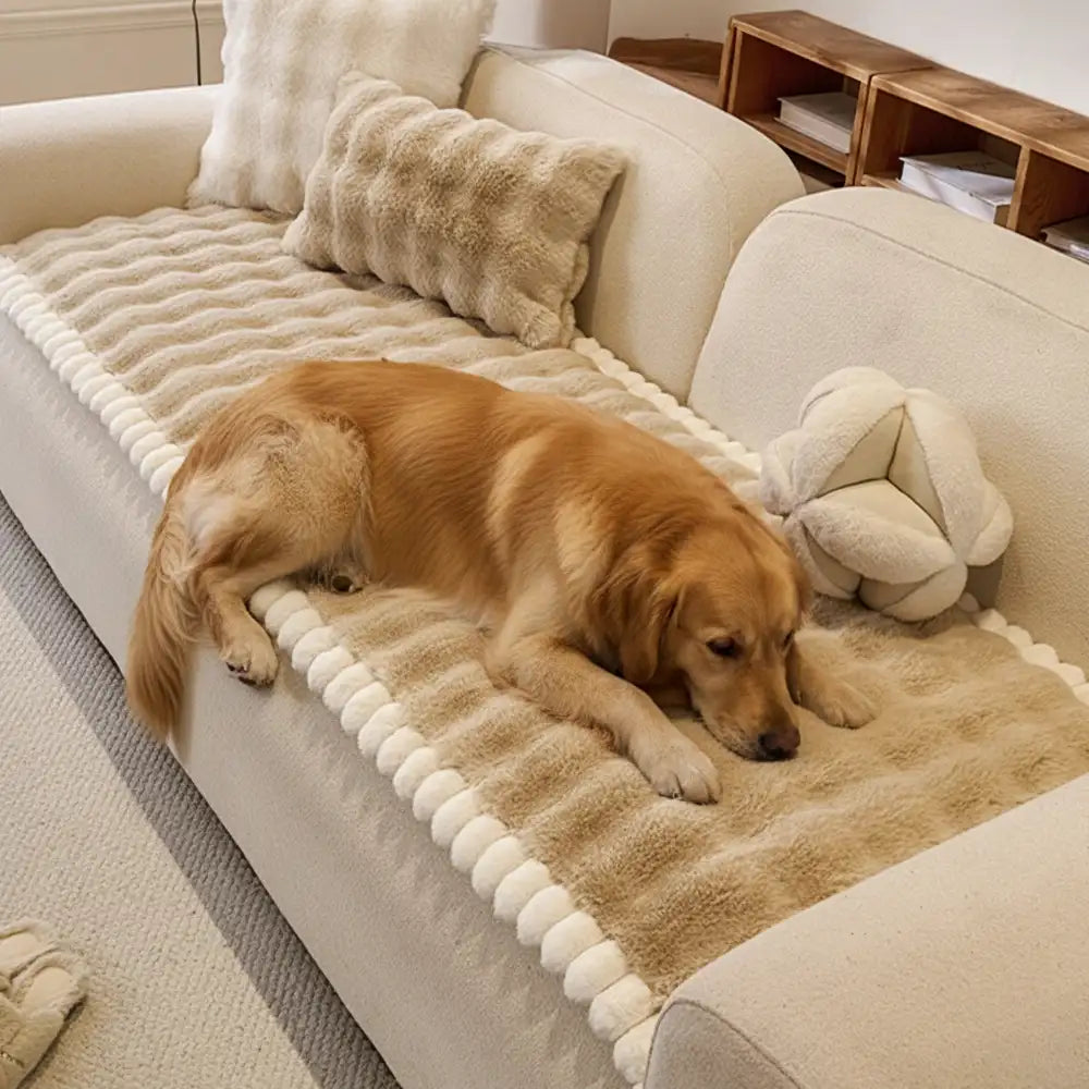 Soft Faux Rabbit Plush Thick Skin-Friendly Non-Slip Couch Cover – Couch Cover (view 7) | Petix pet supplies for dogs and cats