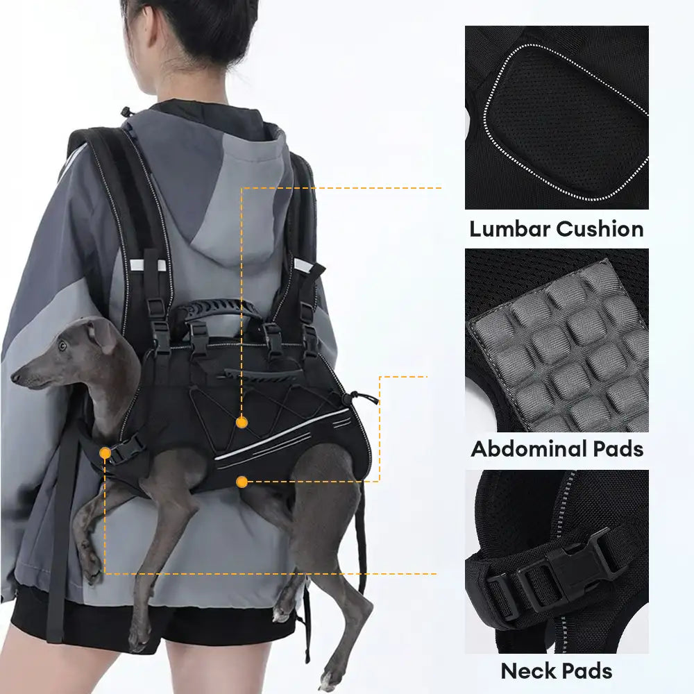 Spine-Friendly Horizontal Dog Backpack Carrier with Adjustable Padded Straps - Legs-Ou… | Petix pet supplies for dogs and cats
