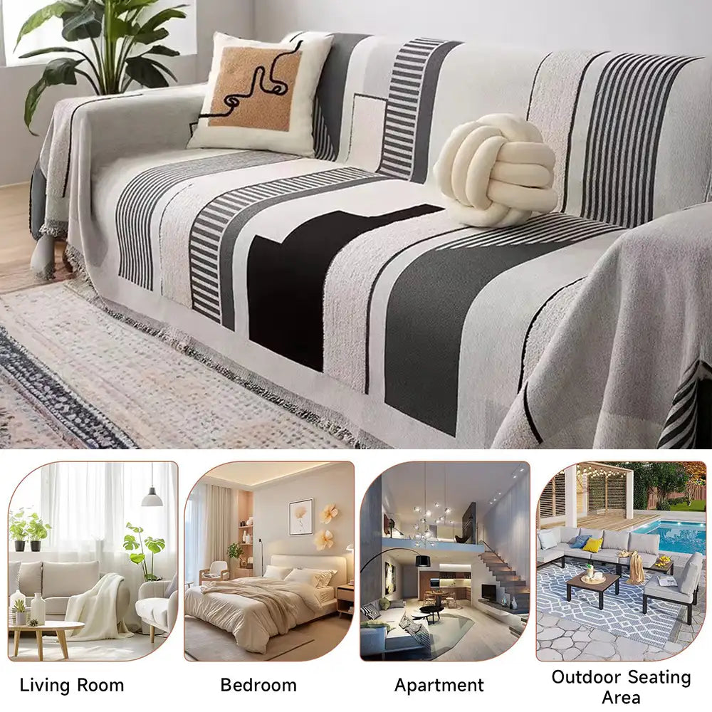 Stripe Art Scratch Resistant Chenille Multifunctional Sofa Protector Couch Cover – Cou… | Petix pet supplies for dogs and cats